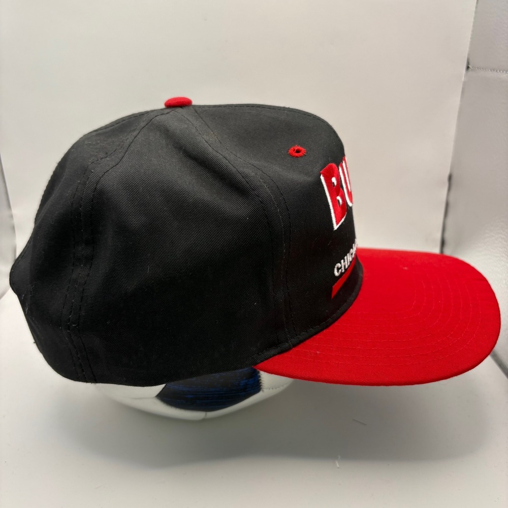 Vintage Chicago Bulls Twins Enterprise Snapback Hat Black Red NBA Basketball Cap - Picture 2 of 6
